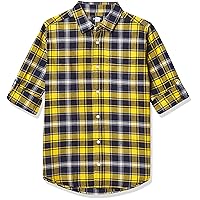The Children's Place Boys' Long Roll Up Sleeves Plaid Oxford Button Down Shirt