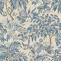 Peel and Stick Wallpaper, Botancial Wallpaper for Bedroom, Powder Room, Kitchen, Self Adhesive, Vinyl, 30.75 Sq Ft Coverage (Forest & The Trees Collection, Delft)