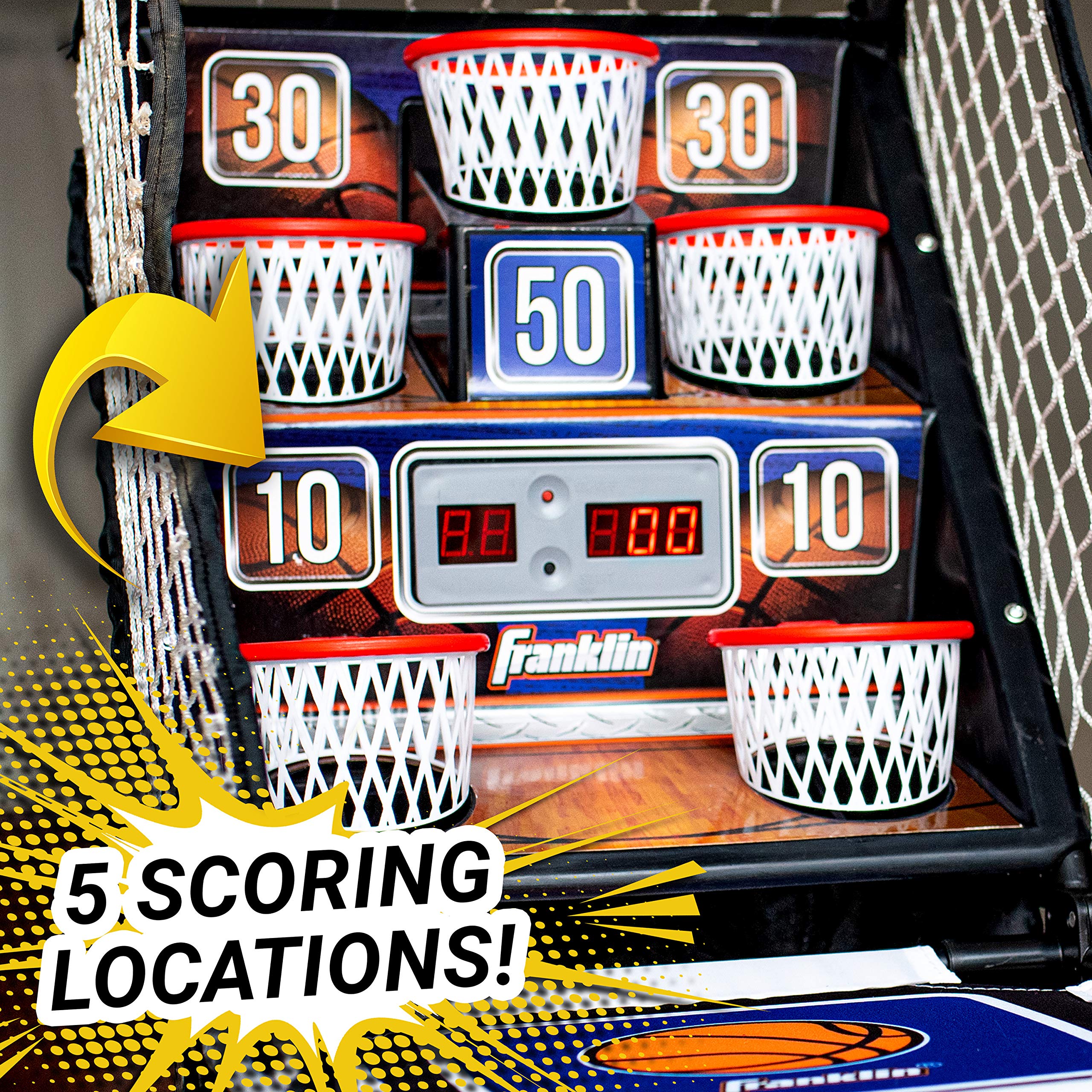 Franklin Sports Anywhere Basketball Arcade Game - Table Top Basketball Arcade Shootout- Indoor Electronic Basketball Game