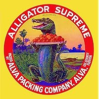 A SLICE IN TIME Alva, Lee County Florida Alligator Supreme Orange Citrus Fruit Crate Label Art Print