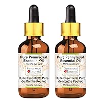 Pure Pennyroyal Essential Oil (Mentha pulegium) with Glass Dropper Steam Distilled (Pack of Two) 100ml X 2 (6.76 oz)