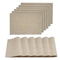 Dainty Home 6NS1319IV Natural Woven Textilene Waterproof, Heat & Stain Resistant Washable Placemat with Shimmer 13x19'' Set of 6, Ivory