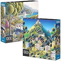2-Pack of 1000-Piece Jigsaw Puzzles, Daffodils and Hidden Village Puzzles for Adults and Kids Ages 8+, Amazon Exclusive