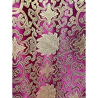 Adelaide Magenta Gold Chinese Brocade Satin Fabric by The Yard - 10058, 4x2''