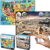 Think2Master Colorful United States Map & Salzburg, Austria 1000 Pieces Jigsaw Puzzle for Kids 12+, Teens, Adults & Families. Great Gift for stimulating Interest in The USA Map. Size: 26.8” X 18.9”