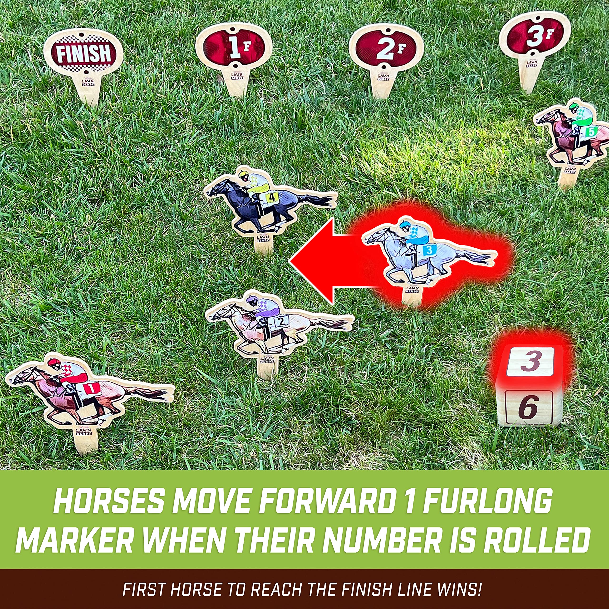 GoSports Lawn Derby Outdoor Horse Race Dice Game