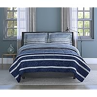 Blue, Harper Stripe Comforter Set, King