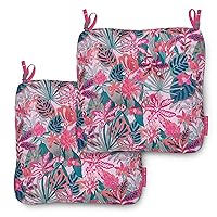 Classic Accessories for Vera Bradley Water-Resistant Patio Chair Cushions, 19 x 19 x 5 Inch, 2 Pack, Rain Forest Canopy Coral