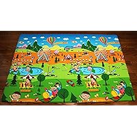 Baby Kid Play Mat Foam Floor - Gym Non-Toxic Non-Slip Large Reversible Waterproof Safe and Fun (Large, Amusement Park)