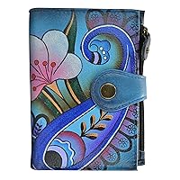 Anna by Anuschka Women's Hand Painted Genuine Leather Ladies Wallet - Denim Paisley Floral
