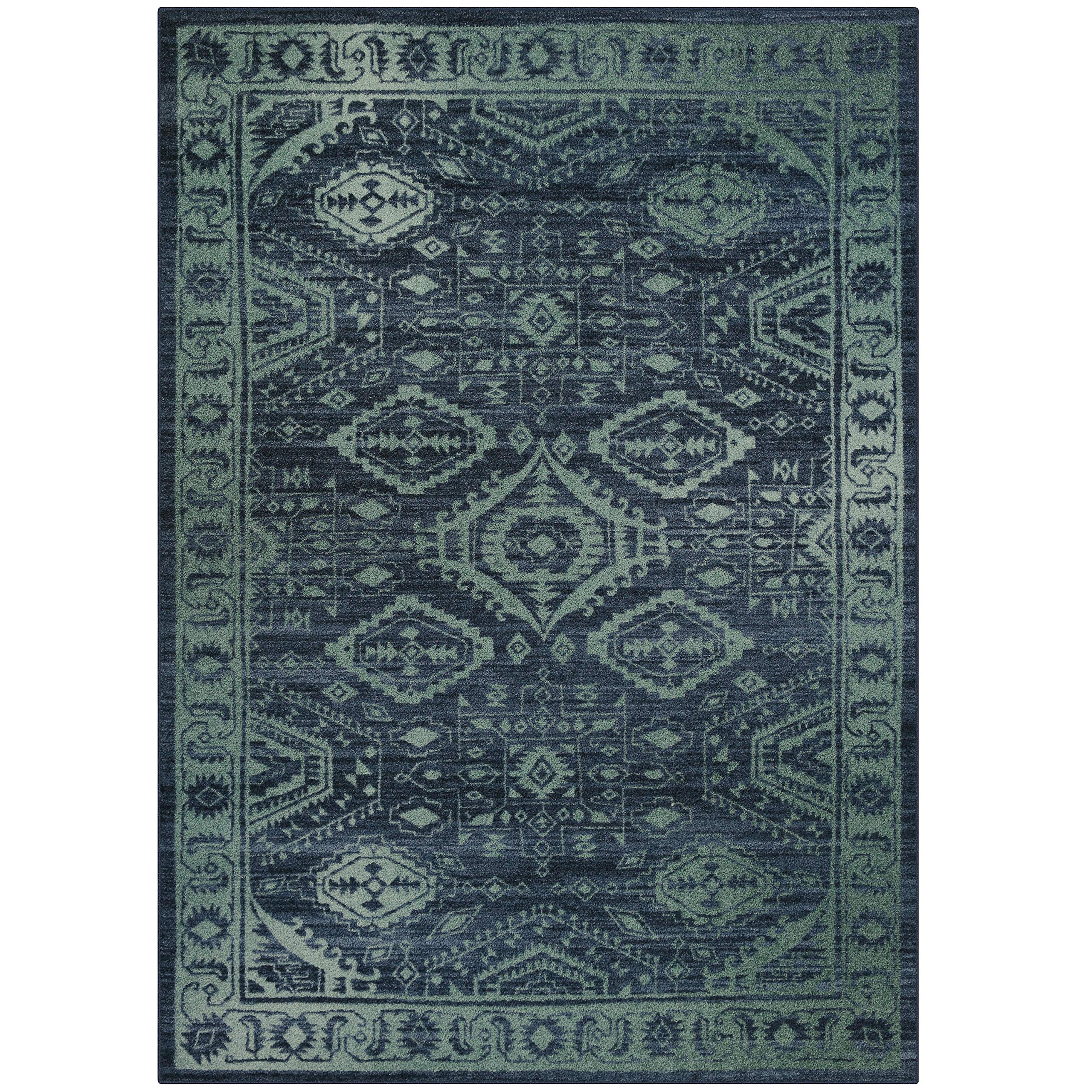 Maples Rugs Georgina Traditional Area Rugs for Living Room & Bedroom [Made in USA], 5 x 7, Navy Blue/Green