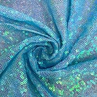 Leila Light Blue Iridescent Sequins on Mesh Fabric by The Yard - 10050, Sample/Swatch (4x2'')