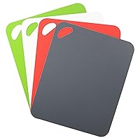 Dexas Heavy Duty Cutting Board Grippmat, Flexible Cutting Boards for Kitchen, Set of 4, Non Slip Plastic Board Cutting Mat 11.5 by 14 Inches Gray, Red, White and Green Set, Kitchen Gadgets