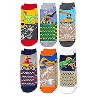 Jefferies Socks Boys' Dinosaur Construction Crew Socks 6 Pack