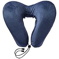 Lewis N. Clark Contoured Memory Foam Hexform Travel Cervical Neck Pillow for Shoulder & Neck Pain, Airplane, Camping, Kids & Adults, Premium, Navy