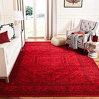 SAFAVIEH Adirondack Collection 8' Square Red / Black ADR108F Oriental Medallion Non-Shedding Living Room Bedroom Dining Home Office Area Rug