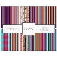 Generic Serape Pattern Vinyl Permanent Adhesive Craft Vinyl Colorful Fiesta Mexican Stripe Patterns 12 inch by 12 inch - 3 Sheets(C-PA011-3S)