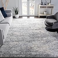 SAFAVIEH Berber Shag Collection Area Rug - 8' x 10', Grey Blue & Cream, Modern Abstract Design, Non-Shedding & Easy Care, 1.2-inch Thick Ideal for High Traffic Areas in Living Room, Bedroom (BER219G)