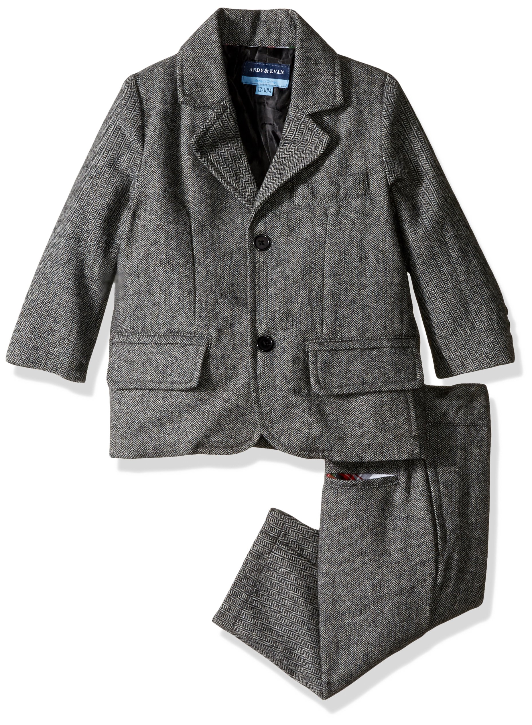 Andy & Evan Baby Boys' Classic Herringbone Blazer and Pant 2 Piece Suit Set-Infant