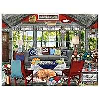 Ceaco - Tracy Flickinger - Lake Cabin - Oversized 300 Piece Jigsaw Puzzle, 24 x 18