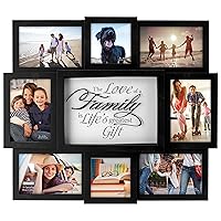 Malden International Designs The Love of a Family Dimensional Collage Black Picture Frame, 8 Option, 6-4x6 & 2-4x4, Black (8308-08)