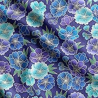 Soimoi Chinese Floral Print, Cotton Cambric, Quilting Fabric Sold by The Yard 42 Inch Wide, Medium Weight Cotton Fabric, Sewing Supplies,Purple