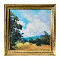 Creative Co-Op Watercolor Nature Landscape with Solid Wood Frame