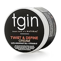 Thank God It's Natural tgin Twist and Define Cream, Hair Styling Cream - 12 Oz, Curly Hair - Paraben Free