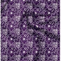 Soimoi Cotton Cambric Purple Fabric - by The Yard - 42 Inch Wide - Leaves & Aster Floral Print Material - Botanical and Graceful Designs for Fashion and Crafts Printed Fabric