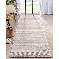 Well Woven Harlow Collection Briar Beige - Modern Tribal Minimalist Geometric 3x10 Runner Rug - Ideal for Hallway & Bedroom - Durable, Stain Resistant & Easy to Clean