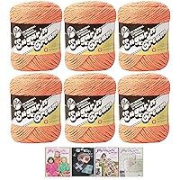 Bulk Buy: Lily Sugar'n Cream Yarn 100% Cotton Solids and Ombres (6-Pack) Medium #4 Worsted Plus 4 Lily Patterns (Tangerine 01699)
