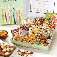 Broadway Basketeers Birthday Gift Basket With Snacks, Candy, & Cookies, Gourmet Food Gifts, Kosher, For Men, Women, Kids & Adults