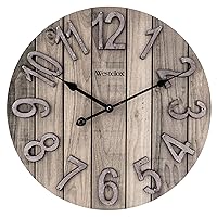 Westclox Wall Clock Large Wooden Vintage Clock with Roman Numerals - Battery Operated Clock for Living Room, Bedroom, Kitchen - Home Decor Gift for Housewarming (Full Wood)