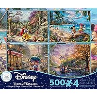 Ceaco - 4 in 1 Multipack - Thomas Kinkade - Disney Dreams Collection - Snow White, Mickey & Minnie Mouse, & Pocahontas - (4) 500 Piece Jigsaw Puzzles