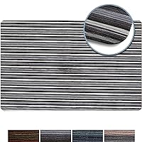 SoHome Smooth Step Striped Machine Washable Low Profile Stain Resistant Non-Slip Versatile Utility Kitchen Mat, Grey/Black, 24