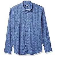 BUGATCHI Men's Shaped Performance Shirt, Classic Blue, S