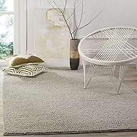 SAFAVIEH Natura Collection Area Rug - 8' x 10', Silver, Handmade Wool, Ideal for High Traffic Areas in Living Room, Bedroom (NAT620C)