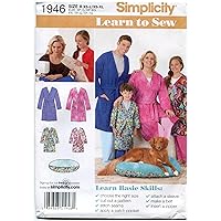 Simplicity 1946 Learn to Sew Child's, Teen's and Adult's Robe Sewing Pattern, Youth Sizes XS-L and Adult Sizes XS-XL