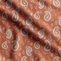 Soimoi Orange Rayon Fabric Floral & Paisley Fabric Prints by Yard 56 Inch Wide