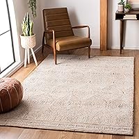 SAFAVIEH Abstract Collection Area Rug - 8' x 10', Ivory & Rust, Handmade Wool, Ideal for High Traffic Areas in Living Room, Bedroom (ABT340P)