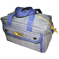 G & F 10095 Government Issued Style Mechanics Heavy Duty Tool bag with Brass zipper and side pockets, tool bag for cars, drill, garden and electrician. Navy Blue