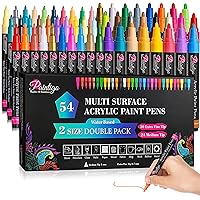 54 Colors Paint Pens Paint Markers, Acrylic Paint Pens For Rock Painting, Canvas, Wood, Glass, Ceramic, Fabric, acrylic markers for craft Supplies Set, 30 Extra Fine 0.7mm and 24 Medium 3mm tip.