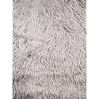 Faux Fur Long Pile Curly Fabric Alpaca Sold by The Yard (Oyster Grey)