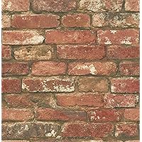 NuWallpaper NU2214 West End Brick Peel & Stick Wallpaper, Red