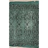 Phoebe Hunter Green Sequins on Mesh Lace Fabric by The Yard - 10062