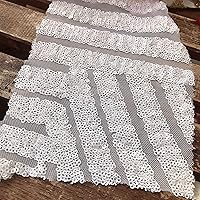 Thea White Geometric Sequins Diamond & Stripes on Mesh Lace Fabric by The Yard - 10026