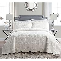 King Quilt Set, 3-Piece Bedding with Matching Shams, Cozy Room Decor (Westland Ivory, King)