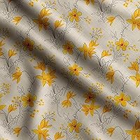 Soimoi Floral Printed, Cuddle Minky Fabric, Sewing Fabric by The Yard 56 Inch Wide, Decorative Plush Soft Fabric, Baby Garments, Toys and Blankets, Cream