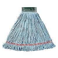 Rubbermaid Commercial Products Web Foot Shrinkless Wet Mop Head Replacement, Medium, Blue, Heavy Duty Industrial Wet Mop For Floor Cleaning Office/School/Stadium/Lobby/Restaurant