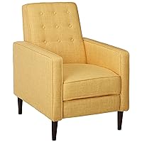 CHRISTOPHER KNIGHT HOME Mason Mid-Century Modern Tuft Back Recliner (Qty of 1, Fabric/Muted Yellow).